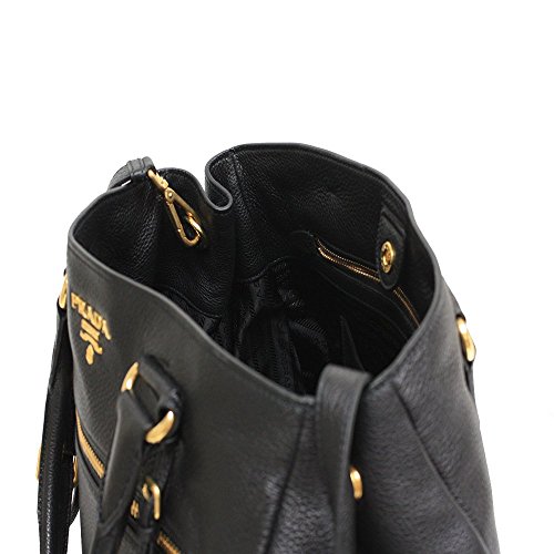 Prada Vit Daino Textured Leather Shopping Tote Handbag with